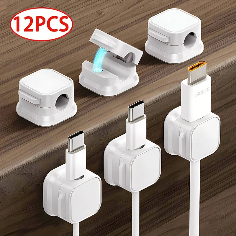 Magnetic Cable Management Clips — Premium Desktop Cord Organizer (6-Pack)
