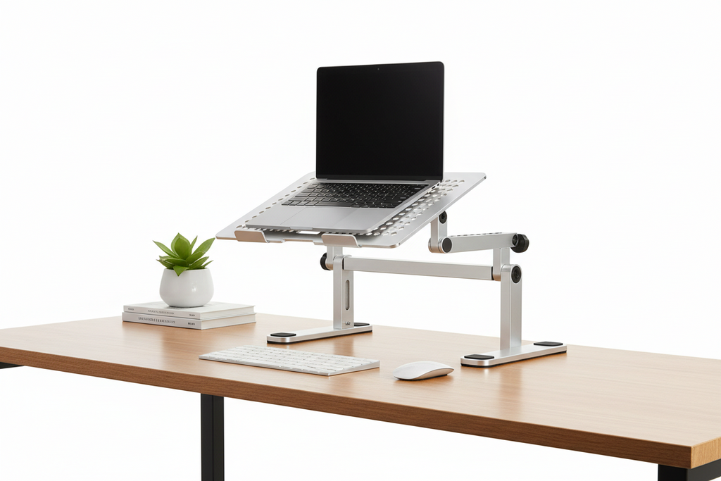 Adjustable Laptop Riser Stand — Portable Standing Desk Converter | Ergonomic | Foldable