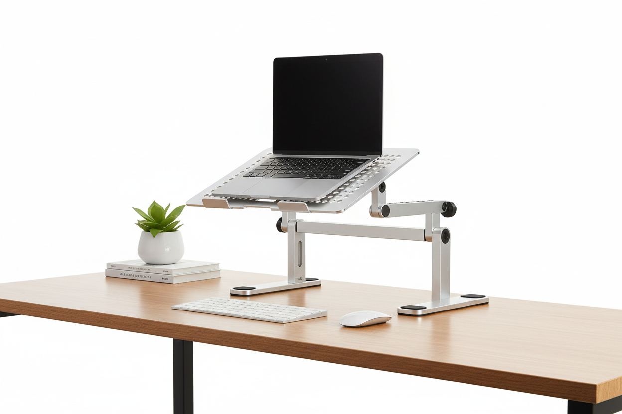 Adjustable Laptop Riser Stand — Portable Standing Desk Converter | Ergonomic | Foldable
