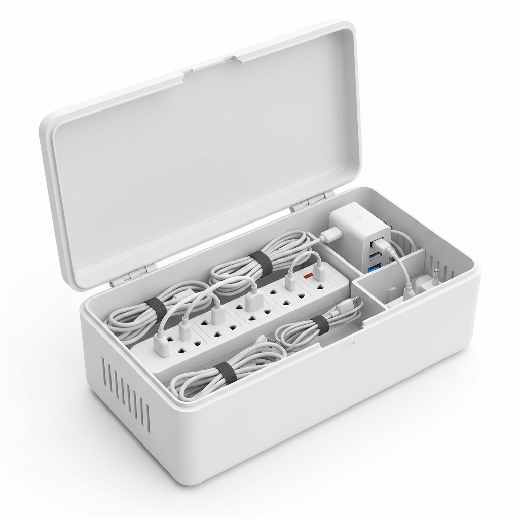 Cable Management Box — Hide Power Strips & Cords | Ventilated | Desk Organizer