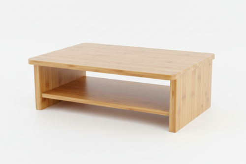 Bamboo Desktop Monitor Stand Riser — Ergonomic Desk Shelf with Storage | Natural Wood Finish