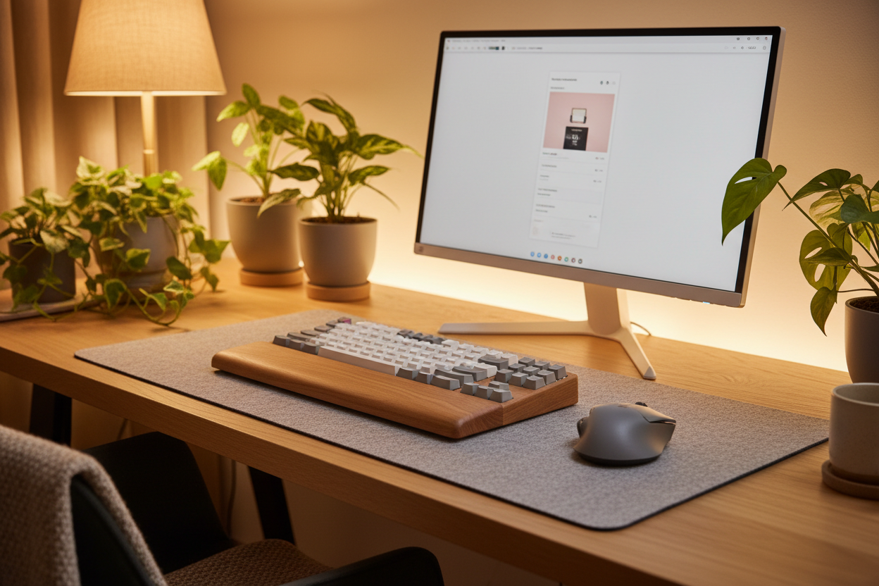 Ergonomic Keyboard Wrist Rest — Memory Foam | Non-Slip Base | Full-Size & Compact