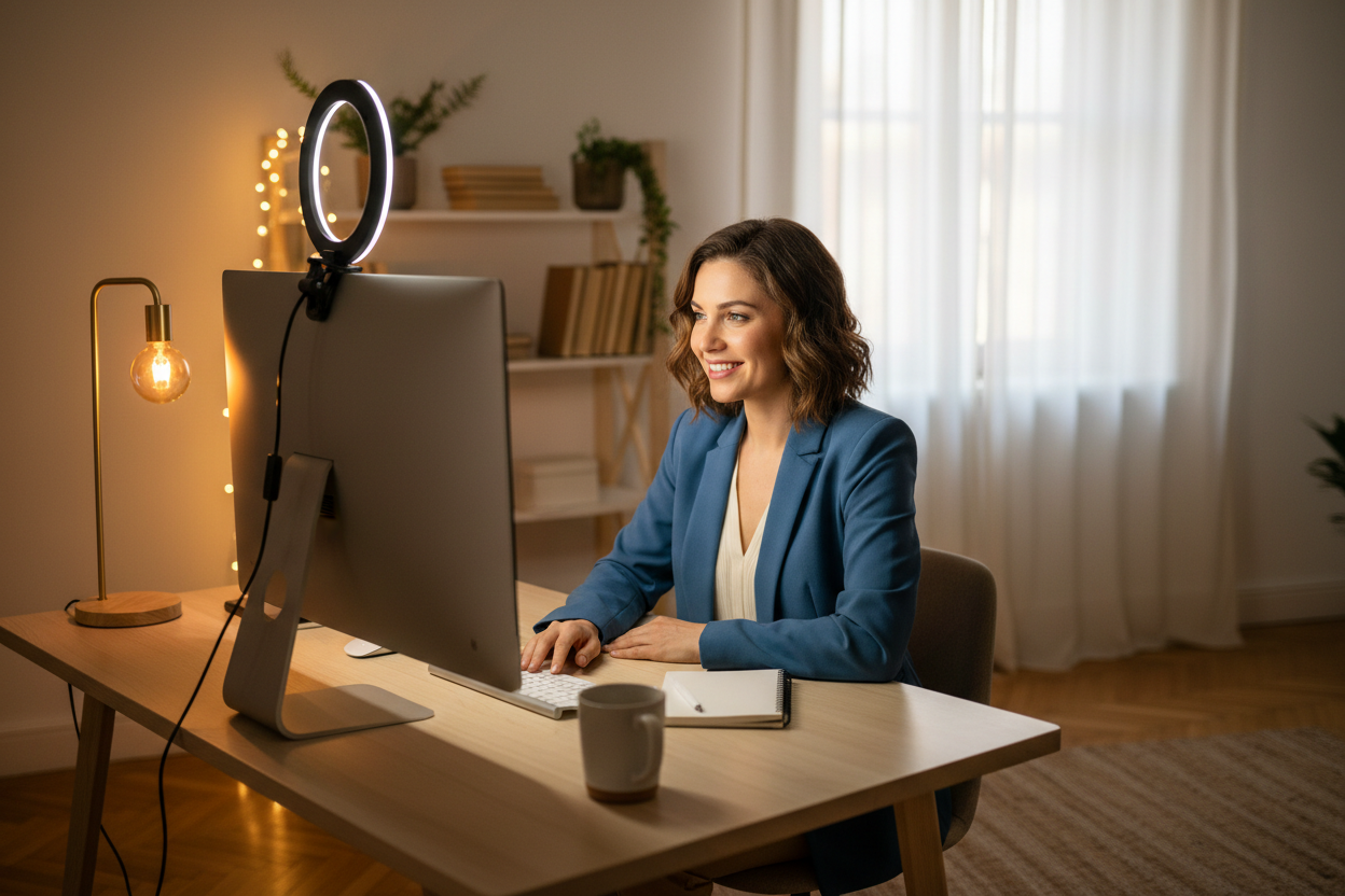 Clip-On Monitor Ring Light — Video Conference Lighting | 3 Color Modes | USB Powered