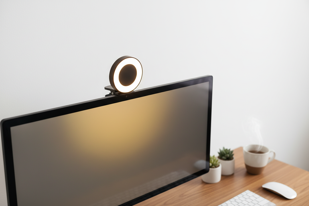Clip-On Monitor Ring Light — Video Conference Lighting | 3 Color Modes | USB Powered