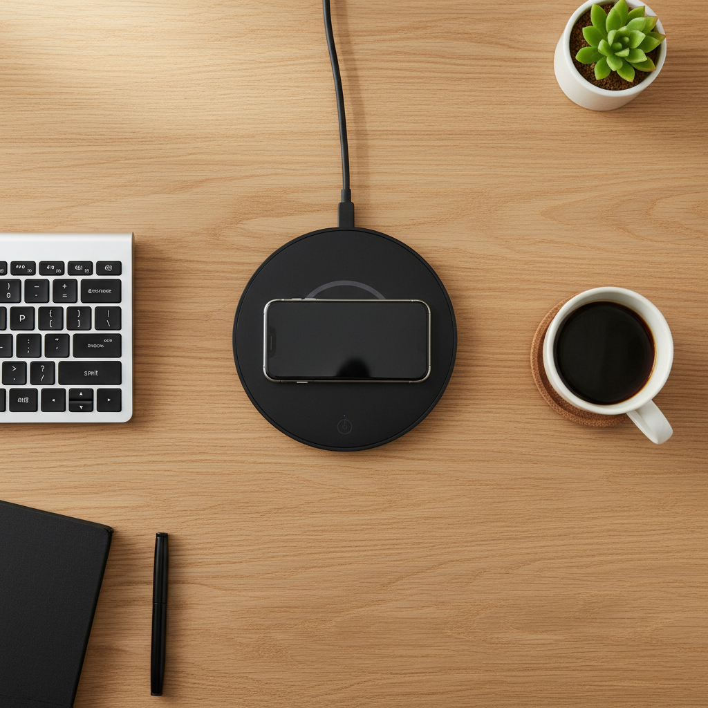 Wireless Desk Charging Pad — Qi2 MagSafe Compatible | Ultra-Slim | LED Indicator