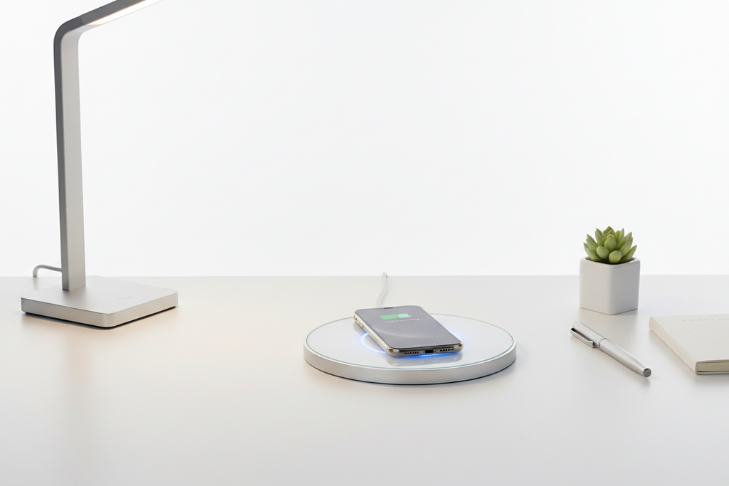 Wireless Desk Charging Pad — Qi2 MagSafe Compatible | Ultra-Slim | LED Indicator