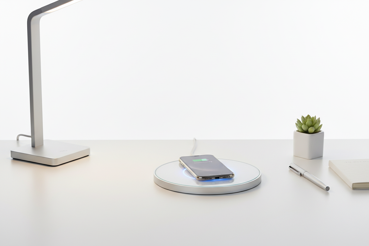 Wireless Desk Charging Pad — Qi2 MagSafe Compatible | Ultra-Slim | LED Indicator