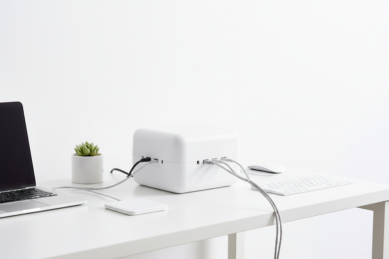 Cable Management Box — Hide Power Strips & Cords | Ventilated | Desk Organizer